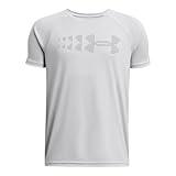 Under Armour Boys' Tech Stadium Lights Short Sleeve T Shirt, (011) Mod Gray / / Black, Small