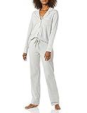 Amazon Essentials Women's Cotton Modal Long-Sleeve Shirt and Full-Length Bottom Pajama Set, Grey Heather, Large