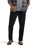 Lee Men's Big & Tall Extreme Motion Flat Front Relaxed Taper Pant Black 44W x 30L