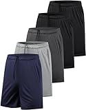 AKAWOOKO 5 Pack Men's Athletic Gym Shorts with Pockets Quick Dry Activewear Workout Running Shorts for Men