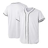 Baseball Jersey for Men and Women, Baseball Shirts for Custom Button up Shirt,Hipster Hip Hop Sports Uniforms(White,XL)