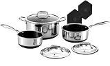 HexClad Hybrid Nonstick 6-Piece Pot Set with Trivets, 2, 3, and 8-Quart Pots with Tempered Glass Lids, 2 Silicone Trivets Included, Dishwasher Safe, Compatible with All Cooktops