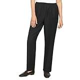 Alfred Dunner Women's Around Elastic Waist Polyester Short Pull-On Style Pants, Black, 14 Petite