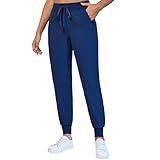 Naivlizer Scrub Pants for Women Jogger Pants Medical Uniform with 5 Pockets Navy Blue