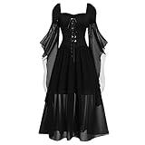 Renaissance Gothic Dresses for Women Butterfly Sleeve Medieval Dress Vampire Costume Witch Dress Halloween Costumes,Halloween Dresses for Women,Medium,