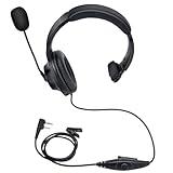 Over The Ear Ptt Mic Earpiece Two Way Radio Headset with Boom Mic Overhead Headphone for Baofeng for Kenwood for Retevis Rt21 Rt22 Walkie Talkie (Single Sided,Black,Wired)