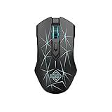 AJ52PRO Watcher 2.4G Wireless/ Bluetooth 5.0/ Wired Gaming Mouse, 10000 DPI, Programmable 7 Buttons, Ergonomic LED Backlit USB Gamer Mice Computer Laptop PC, for Windows Mac Linux OS, Star Black