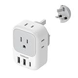 US to UK Plug Adapter, TESSAN Type G Travel Converter with 3 USB Charger(1 USB C Port), 4 Outlets Power Adaptor for USA to Qatar Ireland Hong Kong England Scotland Kenya Dubai London British