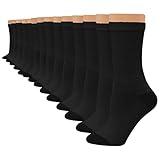 Hanes Women's Value, Crew Soft Moisture-Wicking Socks, Available in 10 and 14-Packs, Black-14, 8-12