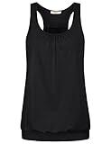 Miusey Banded Bottom Tops for Women,Trendy Racerback Work Tanks Career Shirts Chic Cozy Petite Blouse Classic Solid Colour Softness Material Nice Casual Office Wear Black Small