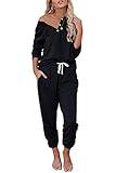 AUTOMET Womens 2 Piece Outfits Pajamas Sets Fall Lounge Sets Loungewear Sweatsuits with Sweatpants Coffee Grey XL