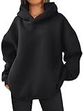 EFAN Womens Oversized Hoodies Sweatshirts Fleece Hooded Pullover Tops Sweaters Casual Comfy Fall Fashion Outfits Clothes 2024 Black S