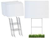 Durable Blank Corrugated White Yard Sign Kit Includes 10 of Each: Large 18x24 Signs and Strong Galvanized Steel Double H 10x24 Yard Stakes - Pack of 10 18x24 Signs with Yard Stakes