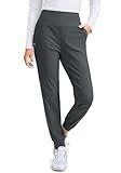 Women's Fleece Lined Joggers High Waisted Water Resistant Thermal Hiking Pants Cold Weather Sweatpants with Pockets(Dark Grey,M)