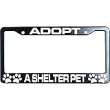 URCustomPro Adopt A Shelter Pet Paws Matte Black License Plate Frame Cover for Men/Women, Heavy Duty Stainless Steel Auto Car Tag Frame with 2 Holes & Free Screws,Unique Cat and Dog Lover Gift