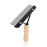 Undercoat Grooming Rake with Anti-Slip Wooden Handle, Steel Comb for Medium & Large Pets