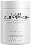 Codeage Teen Clearface Adolescent Face, Skin & Pimples, Vitamins A, C, D3, E, Pantothenic Acid, Niacin, Zinc Supplement Teenagers, Probiotics, L-Lysine, Omega-3, Oily Skin, Pores, Spots - 60 Capsules