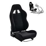 Supllueer Racing Seat with Double Locking Slides Cloth Breathable Gaming Seat Adjustable fit Most racing simulator cockpits(Steering Wheel Stand Not Include)