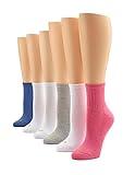 HUE Women's Mini Crew Sock, Wild Rose-6 Pair Pack, One Size