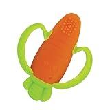 Infantino Lil' Nibbles Textured Silicone Baby Teether - Sensory Exploration and Teething Relief with Easy to Hold Handles, Orange Carrot, 0+ Months