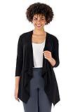 Rekucci Curvy Woman Travel in Style Plus Size Soft Knit Throw Over Jacket (1X, Black)