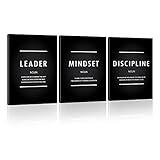 HLiWEGNS Motivational Mindset Canvas Wall Art, Inspiration Leader Discipline Quotes Reminder Decor Positive Affirmation Poster Success Wall Hanging Picture Leadership Gift for Home Office Workplace