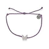 Pura Vida Silver Butterfly in Flight Bracelet - 100% Waterproof, Adjustable Band - Plated Brand Charm, Light Purple