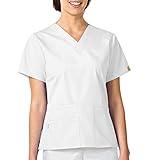 WonderWink Womens Origins Bravo V-Neck Top Medical Scrubs Shirt, White, Medium US