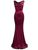 MUXXN Women's 50s Retro Sleeveless Style Fishtail Gowns and Evening Maxi Long Dress Burgundy M