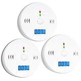 3 Pack Carbon Monoxide detectors,co Detector,Carbon Monoxide Alarm,co2 Detector Battery Powered with LCD Display,Carbon Monoxide Detector,UL2034 Standards,for Home
