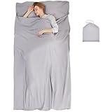 RHINSBENF Sleeping Bag Liner Camping Adult Sleep Sack Lightweight Travel Sheet for Hotel Bed Compact Ultralight Essential Cleaning Supplies Kit Travel Bedding Set for Backpacking (Gray & Single)