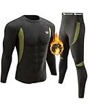 UNIQUEBELLA Men's Thermal Underwear Sets Top & Long Johns Fleece Sweat Quick Drying Thermo Base Layer Black