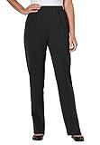 Woman Within Women's Plus Size The Elastic-Waist Soft Knit Pant - 20 W, Black