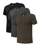 DAVID ARCHY Men's Undershirt Bamboo Rayon Moisture-Wicking T-Shirts Stretch Crewneck Tees for Men, 3-Pack (XL, Black/Dark Grey/Olive Green)