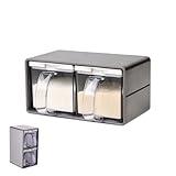 Salt Container With Lid And Spoon, Clear Seasoning Rack Spice Pots, 3 Piece Seasoning Box For Home Kitchen Café Storing Salt Sugar Pepper Spice (2 Pieces)