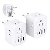 2 Pack European Travel Plug Adapter, HANYCONY International Power Adapter 4 Outlets 4 USB C Ports (2 USB C), Foldable Type C Adapter for US to Most Europe EU Italy Spain Greece Portugal France Germany