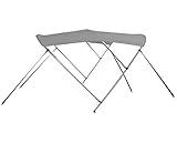 STOPBYUS 7.6 oz Gray 3 Bow Round Tube Boat Bimini TOP Sunshade Compatible for Willie Predator 22' Forward Helm THRU-2014