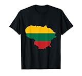 Lithuania flag in Lithuania outline - Lithuania T-Shirt