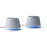 Amazon Basics Stereo 2.0 Speakers for PC or Laptop with Volume Control, 3.5mm Aux input, USB-Powered, 1 Pair, Silver