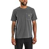 Carhartt Men's Relaxed Fit Midweight Short-Sleeve Garment Dyed Pocket T-Shirt, Shadow, Large