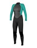 O'Neill Women's Reactor-2 3/2mm Back Zip Full Wetsuit, Black/Light Aqua, 8