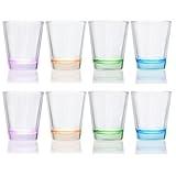 Encheng Colorful Shot Glasses Set of 8,Round 1.6oz Shot Glass Bulk Set with Heavy Base,Cute Glass Tequila Shot Glasses for Vodka,Tequila,Whiskey,Liquors