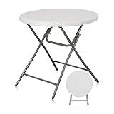 SUPER DEAL 32in Cocktail Table, Indoor Outdoor Portable High Top Table, Plastic Round Bar Height Folding Table for Party Wedding Event, White