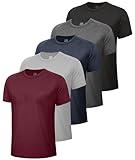 5 Pack Workout Shirts for Men-Quick Dry Black Gym Moisture Wicking Short Sleeve T-Shirts for Running Athletic Casual