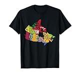 Map of Canada with province name typographical colourful map T-Shirt