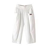 Capris Pants for Women Summer Wide Leg High Waisted Pants Plus Size Drawstring Elastic Slacks Pocket Beach Clothes