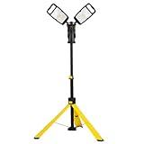 LUTEC Work Light with Stand, 10000 Lumen Dual-Head LED Work Light with Telescoping Tripod, Portable Corded LED Job Site Lighting 5000K 100W Indoor Outdoor Lighting