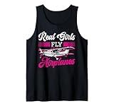 Airplane Pilot Girl Vintage Real Girls Fly Airplanes Tank Top