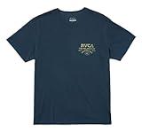 RVCA Men's Red Stitch Short Sleeve Premium Graphic T-Shirts - Plein View | Moody Blue, Medium