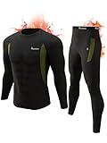 Men's Thermal Underwear Set Ultra Soft Fleece Lined Long Johns Top & Bottoms Midweight Base Layer Cold Weather